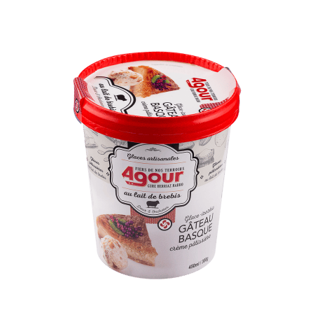Glaces au lait de brebis parfum gâteau Basque crème pâtissière - Format familial