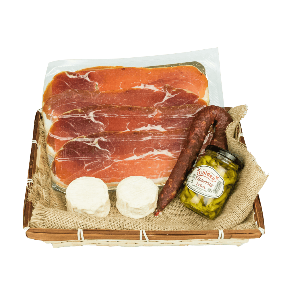 Panier gourmand Xiberua fromage et charcuterie basque livraison coffret cadeau terroir basque maison agour etxea