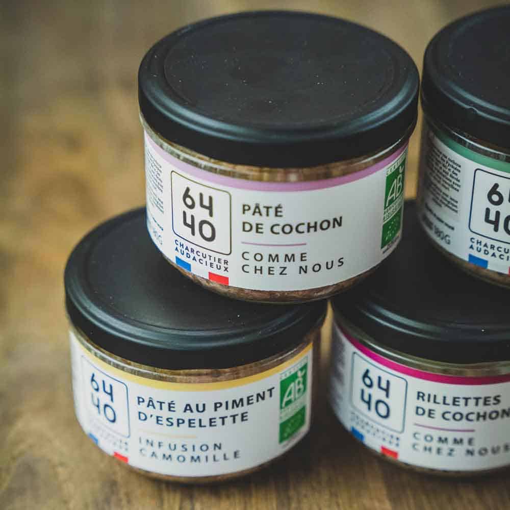 Lot de 4 pâtés de porc bio maison agour etxea