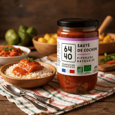 Sauté de cochon BIO et piperade maison agour etxea