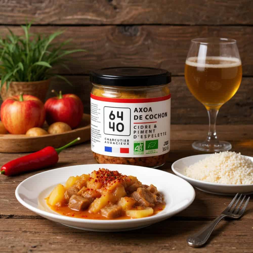 AXOA DE COCHON BIO AU CIDRE ET PIMENT D'ESPELETTE MAISON AGOUR ETXEA