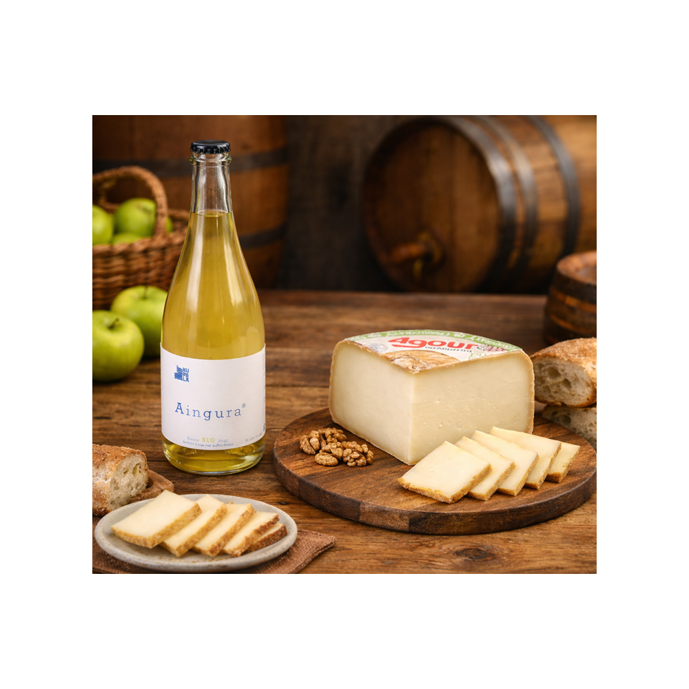 COFFRET CIDRE BIO OSSAU IRATY AOP BIO CADEAU GOURMAND FROMAGERIE MAISON AGOUR ETXEA PLANCHE FROMAGE APERITIF