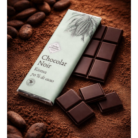 TABLETTE CHOCOLAT NOIR KIRETSA CHOCOLAT BASQUE EXTRA NOIR CACAO 70 ATELIER DU CHOCOLAT MAISON AGOUR ETXEA