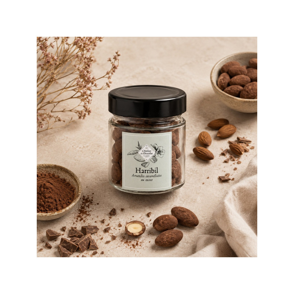 Amandes Caramélisées Harribil au Cacao livraison pourdre cacao maison agour etxea