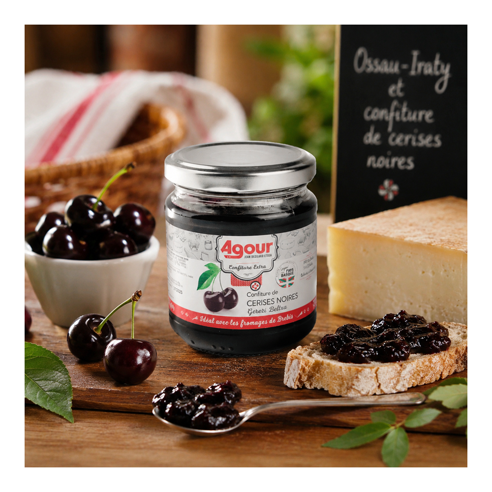 confiture de cerises noires artisanales du pays basque fromage de brebis ossau iraty maison agour etxea