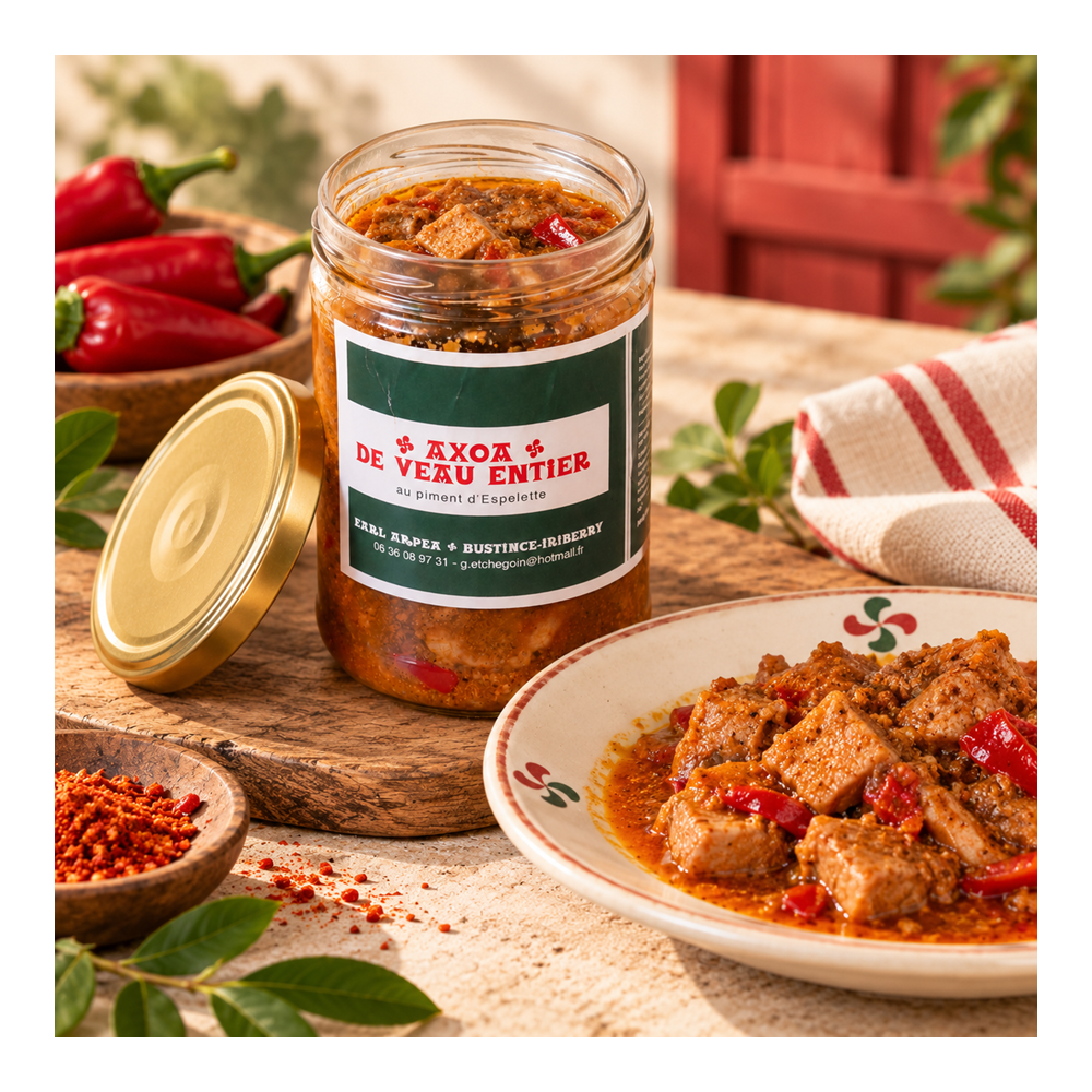 axoa de veau entier cuisiné au piment d'espelette