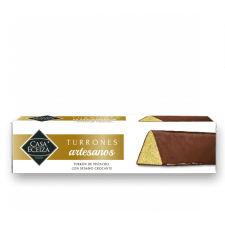 Turrón de pistacho con sésamo crocante