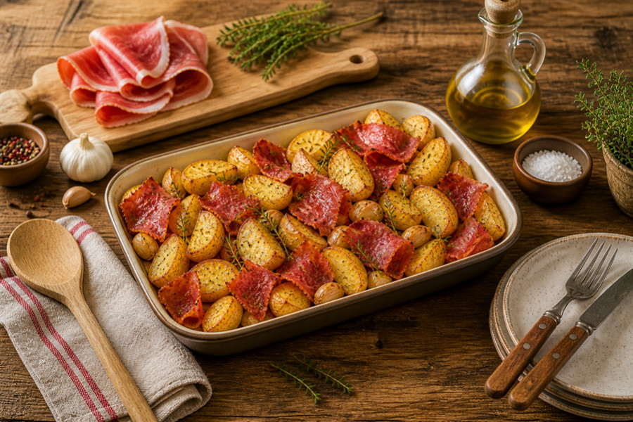 Pommes de Terre Rôties au Jambon de Bayonne