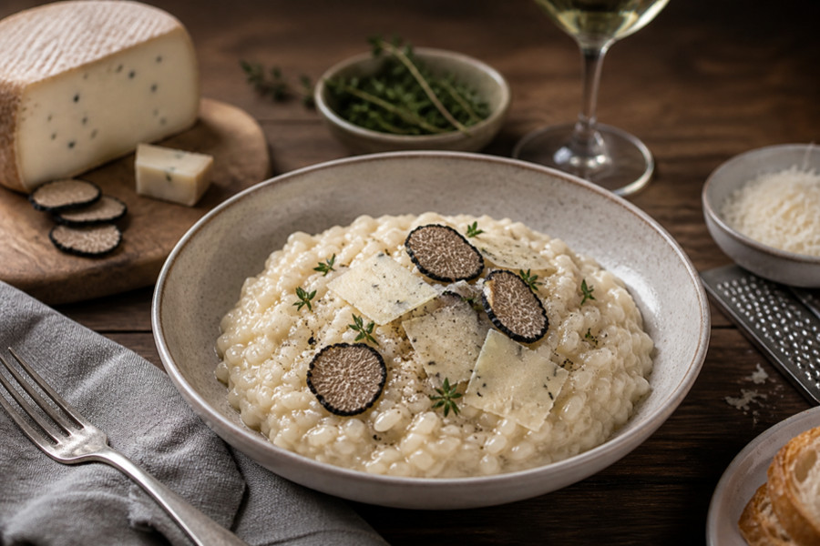 Risotto crémeux au fromage de vache à la truffe d’été 1,2 %