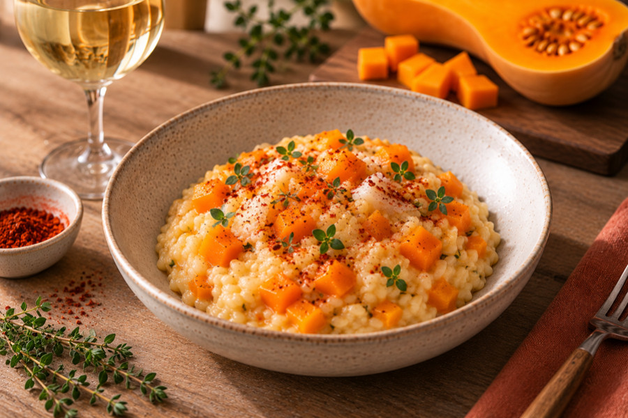 Risotto à l’Ossau-Iraty, butternut et Piment d’Espelette AOP