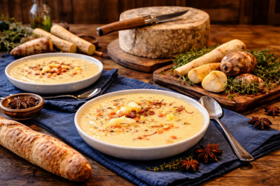 Soupe de tommette de vache aux légumes oubliés