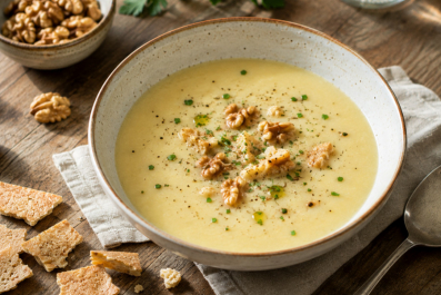 Velouté de pommes de terre aux croûtes d'Ossau-Iraty AOP