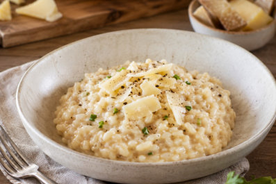 Risotto au bouillon de croûtes d’Ossau-Iraty AOP